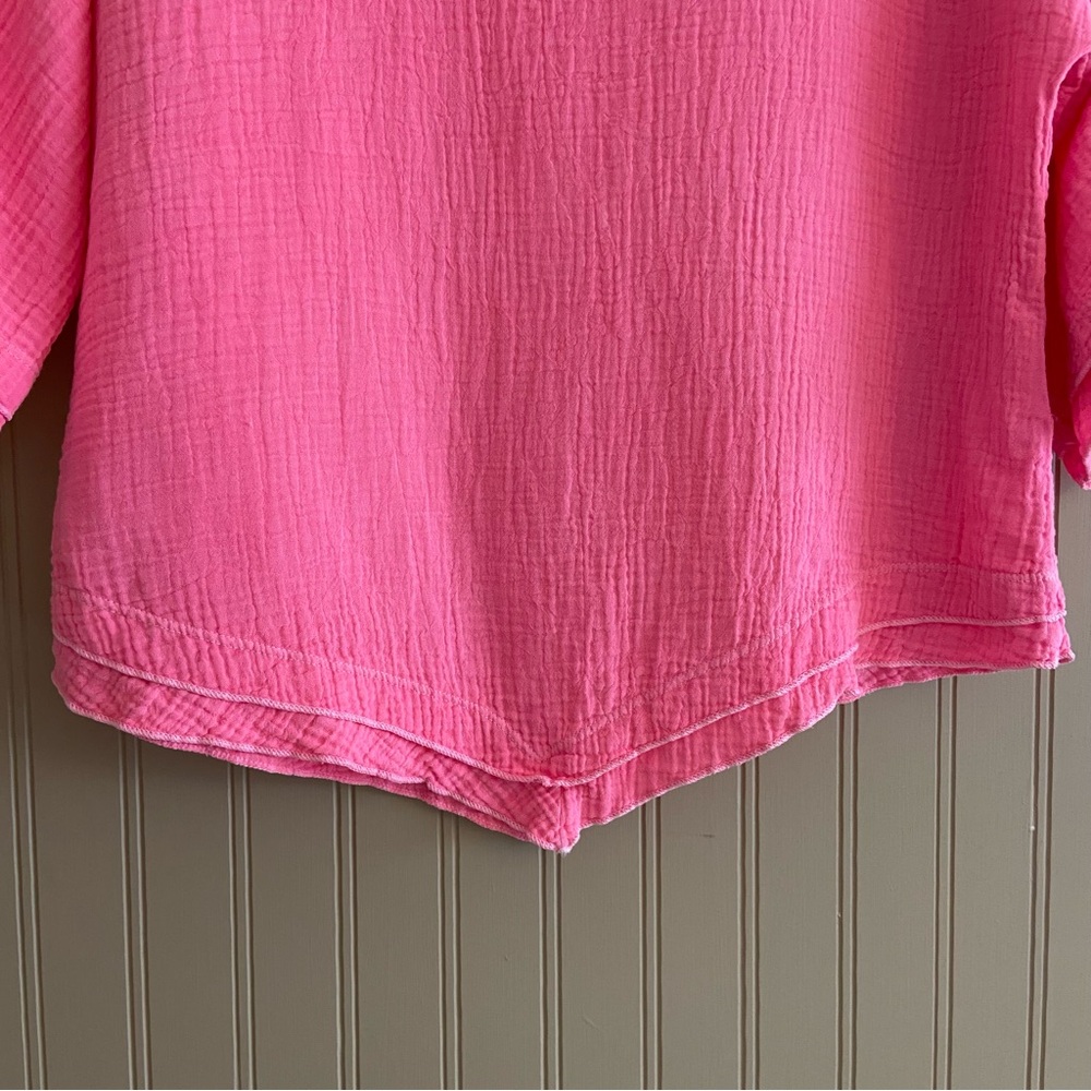 100% Cotton Anthony’s Resort Wear Bright Pink Flowy Top Women’s Size M - Picture 4 of 6